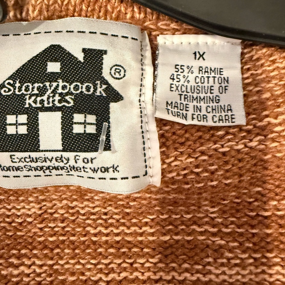 Storybook Knits "Zebra Sunset” Tan/Black/White Cardigan Sweater Size 1X - Picture 6 of 7